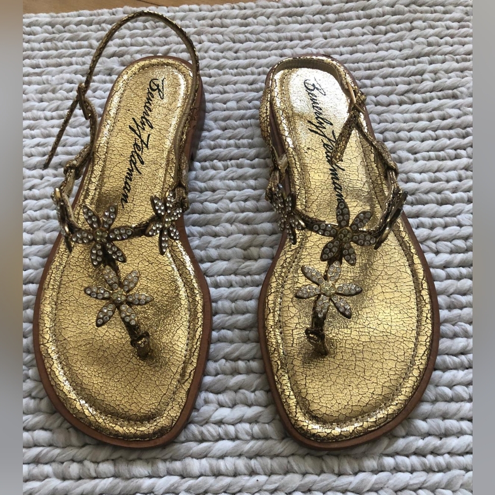 New Beverly Feldman Golden sandals